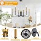 6 Light Industrial Farmhouse Chandelier black and gold details