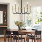 6 Light Industrial Farmhouse Chandelier black and gold dining table