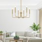 6 Light Industrial Farmhouse Chandelier brass living room