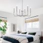 6 Light Industrial Farmhouse Chandelier brush nickel bedroom