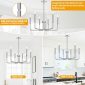 6 Light Industrial Farmhouse Chandelier brush nickel details1