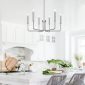 6 Light Industrial Farmhouse Chandelier brush nickel kitchen