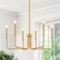 6 Light Industrial Farmhouse Chandelier brushed gold