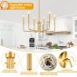 6 Light Industrial Farmhouse Chandelier brushed gold details