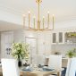 6 Light Industrial Farmhouse Chandelier brushed gold dining room