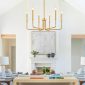 6 Light Industrial Farmhouse Chandelier brushed gold living room