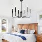 6 Light Industrial Farmhouse Chandelier matte black bedroom