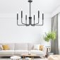 6 Light Industrial Farmhouse Chandelier matte black living room