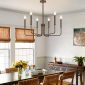 6 Light Industrial Farmhouse Chandelier rustic black dining table