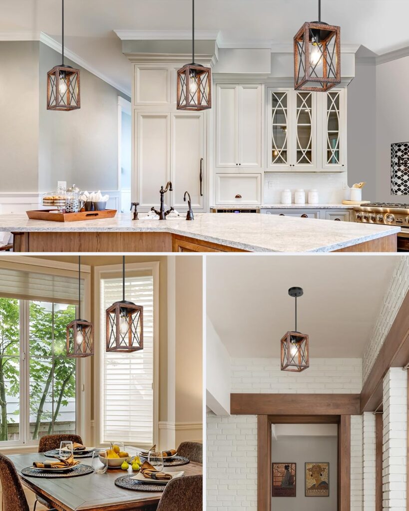 Farmhouse Pendant Light Rustic Kitchen Design 5