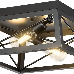 Industrial Ceiling Light 2-Light Semi Flush Mount Design