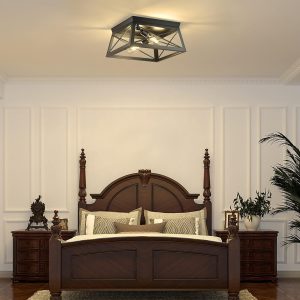 Industrial Ceiling Light 2-Light Semi Flush Mount Design bedroom