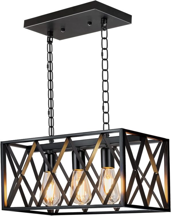 Industrial Ceiling Light Rustic 3-Light Hanging Fixture Design