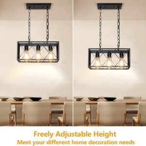 Industrial Ceiling Light Rustic 3-Light Hanging Fixture Design adjustable