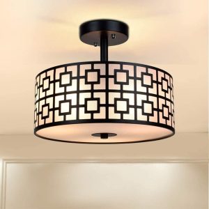 Modern Flush Mount Ceiling Light with Double Shade Black